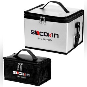 Socokin Lipo Battery Safe Bag Fire and Explosion Proof - 2 Pack (Large & Small)